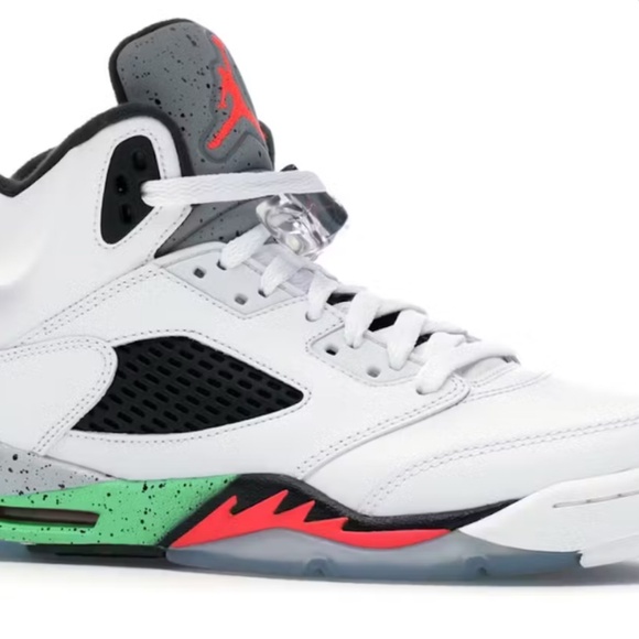 AIR JORDAN 5 V RETRO GS NEW SIZE 5.5Y WHITE INFRARED POISON GREEN - Picture 2 of 4